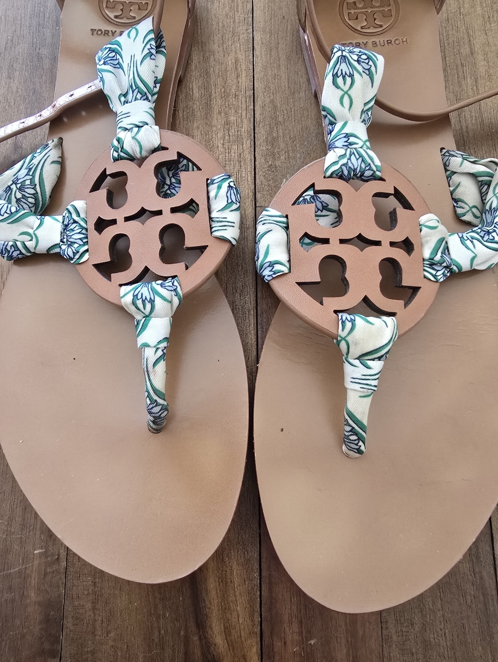 Tory Burch Tan Leather Miller Scarf Sandals 8.5 - Picture 4 of 6